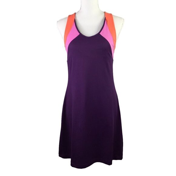 Title Nine Diamalete Athletic Dress Stretch Tennis Golf Size M Colorblock Purple - Picture 3 of 11